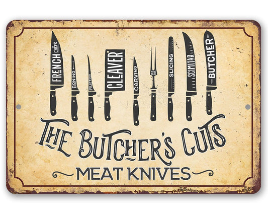 The Butcher's Cut KNIVES - Metal Sign | Lone Star Art.