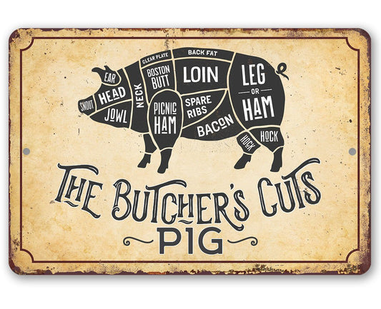 The Butcher's Cut PIG - Metal Sign | Lone Star Art.