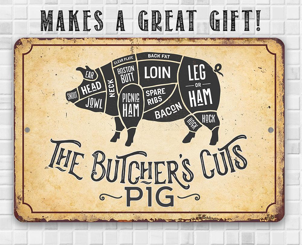 The Butcher's Cut PIG - Metal Sign | Lone Star Art.