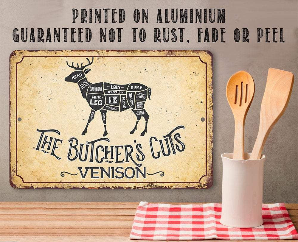 The Butcher's Cut VENISON - Metal Sign | Lone Star Art.