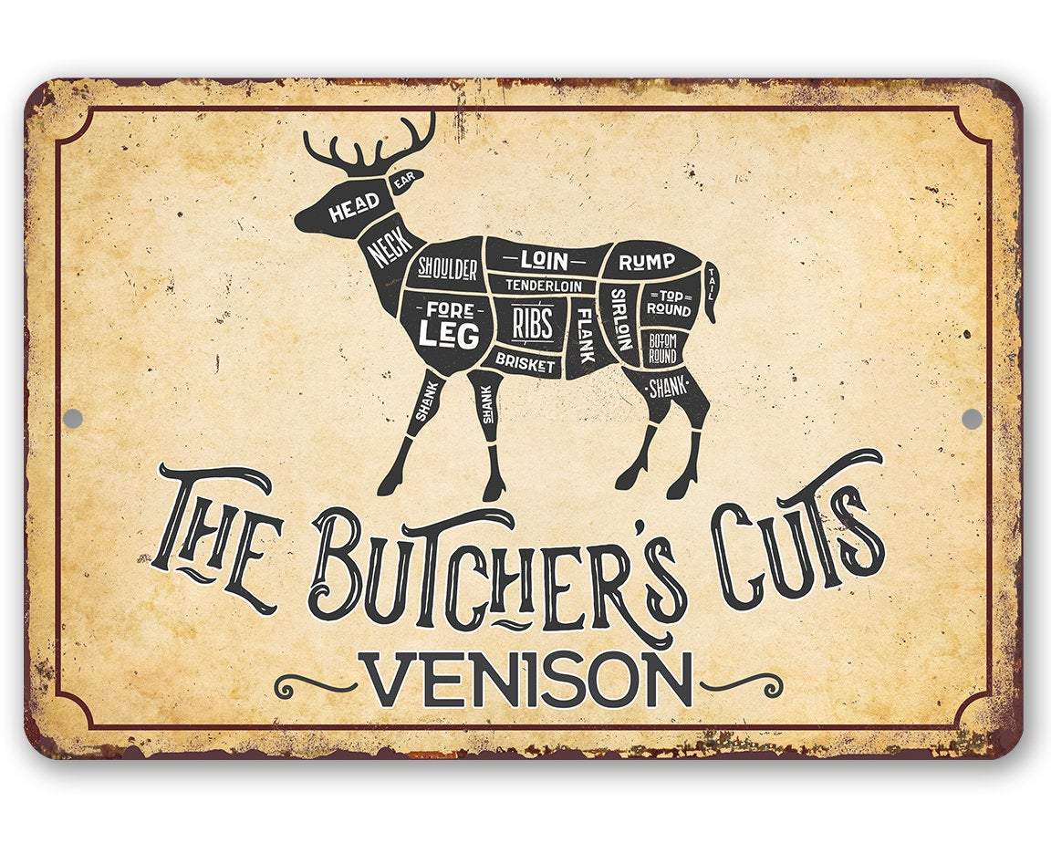 The Butcher's Cut VENISON - Metal Sign | Lone Star Art.