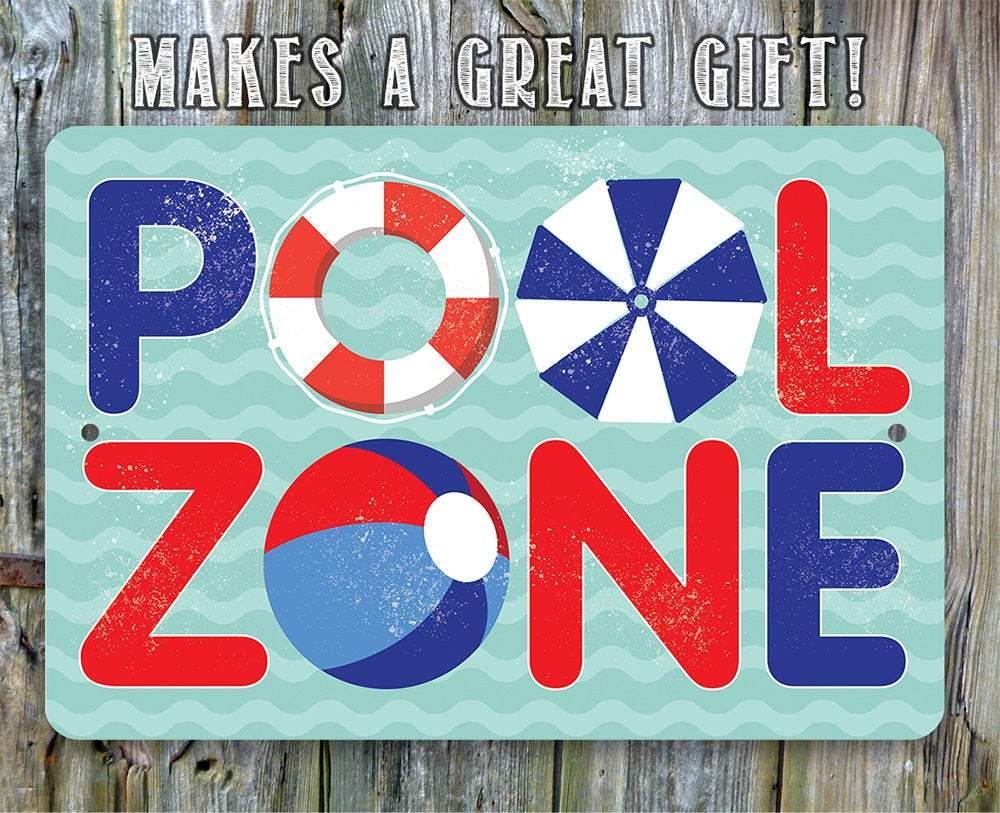 The Pool Zone - Metal Sign | Lone Star Art.