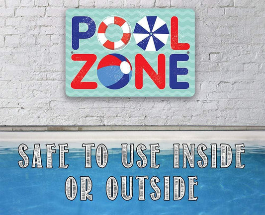 The Pool Zone - Metal Sign | Lone Star Art.