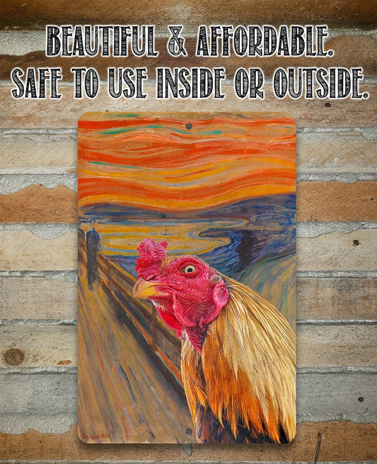 The Scream Painting - Interrupted by Rooster - Metal Sign Metal Sign Lone Star Art