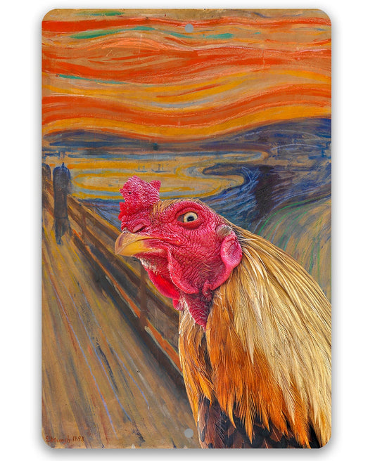 The Scream Painting - Interrupted by Rooster - Metal Sign Metal Sign Lone Star Art