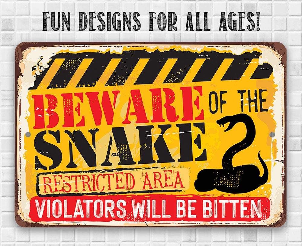 Beware Snake - Metal Sign | Lone Star Art.
