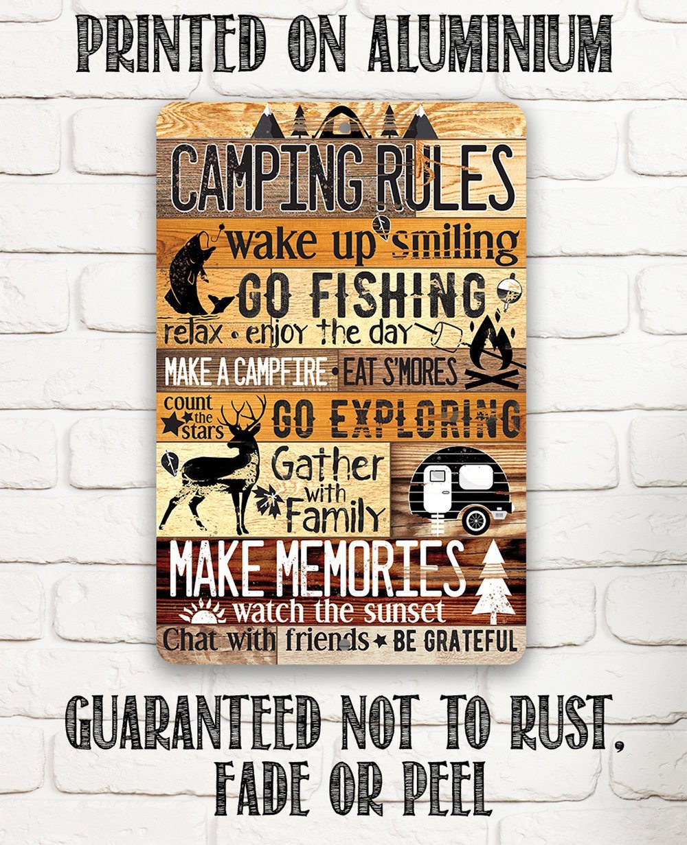 Camping Rules - Metal Sign | Lone Star Art.