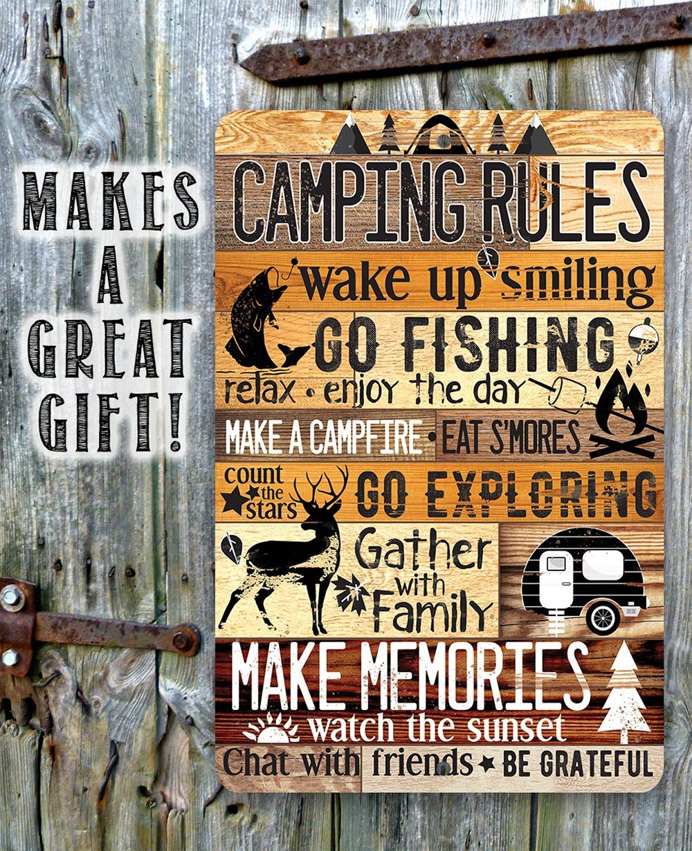 Camping Rules - Metal Sign | Lone Star Art.