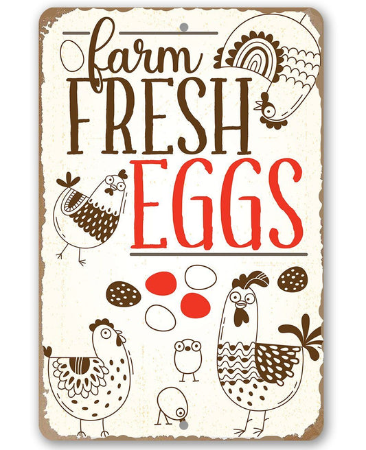 Farm Fresh Eggs 2 - Metal Sign | Lone Star Art.