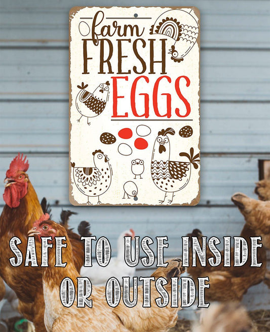 Farm Fresh Eggs 2 - Metal Sign | Lone Star Art.