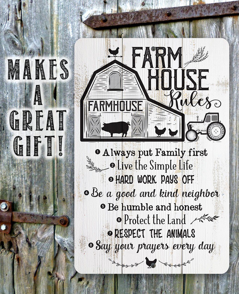 Homesense tableau mural en métal « farmhouse rules »