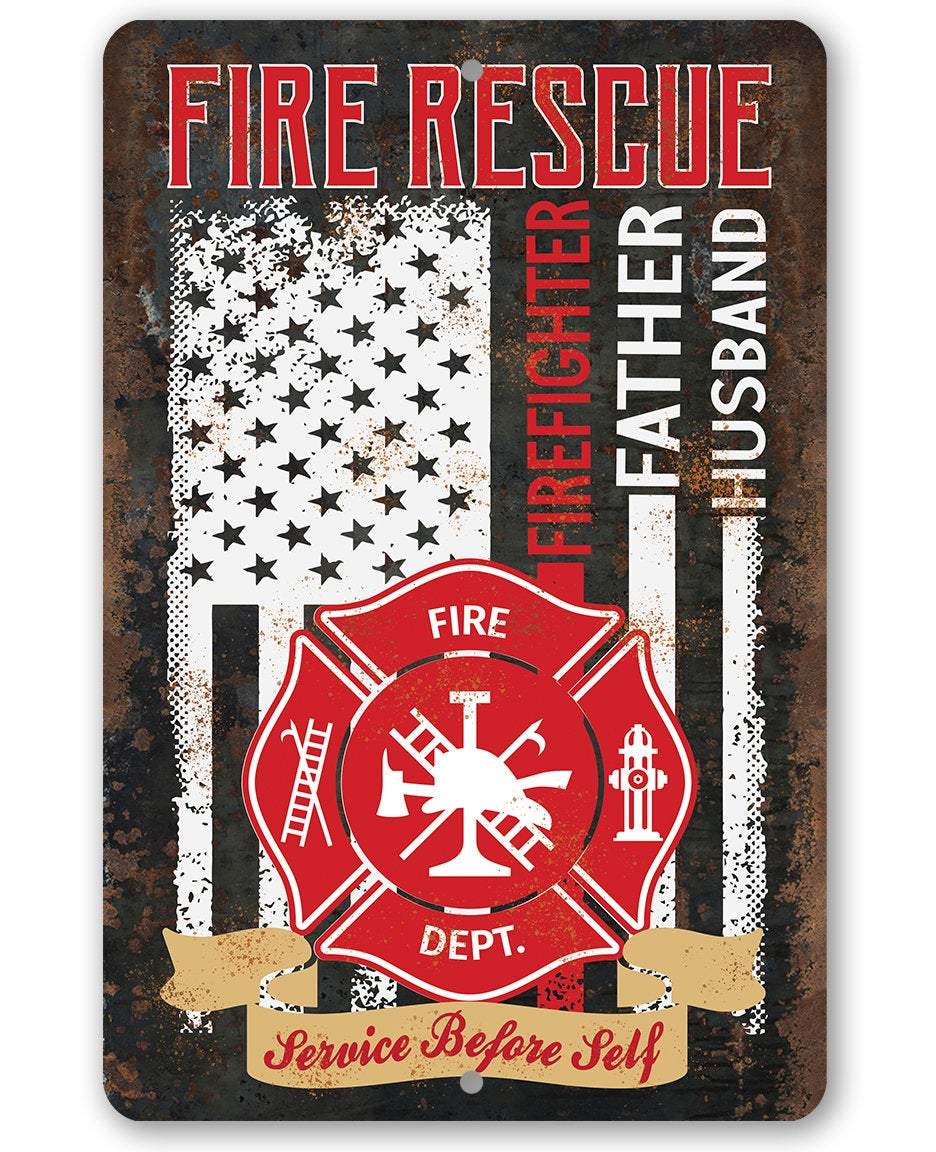Firefighter Father Husband - Metal Sign | Lone Star Art.
