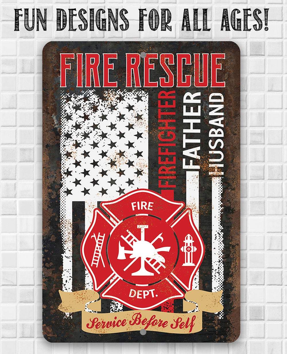 Firefighter Father Husband - Metal Sign | Lone Star Art.