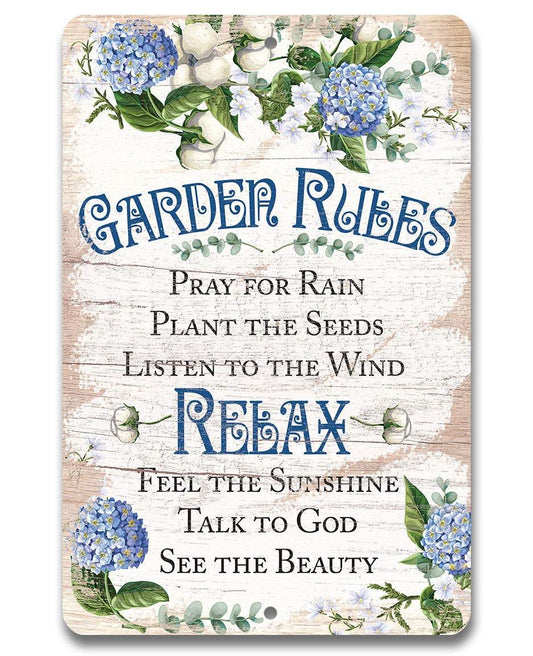 Garden Rules - Metal Sign | Lone Star Art.