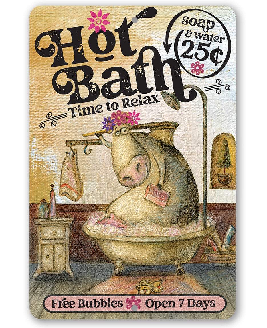 Hot Bath - Metal Sign | Lone Star Art.