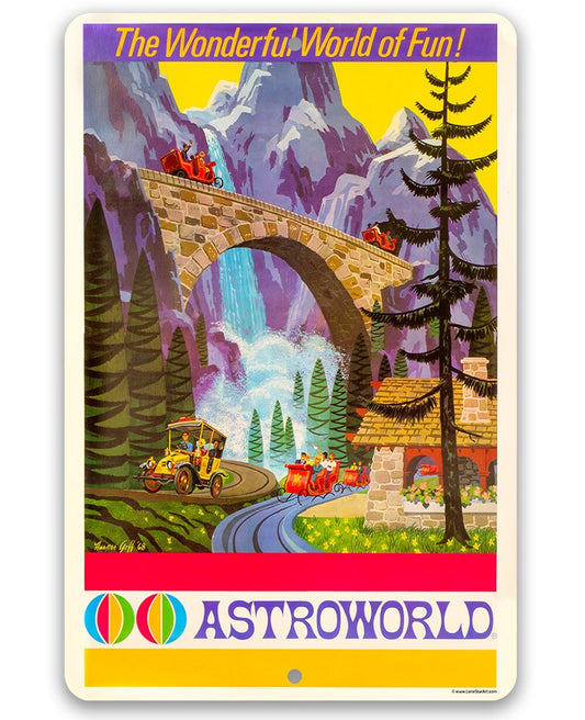Tin - Metal Sign - AstroWorld Alpine Sleigh Ride - 8"x12" or 12"x 18" Use Indoor/Outdoor - Gift for Amusement Park Enthusiasts Lone Star Art