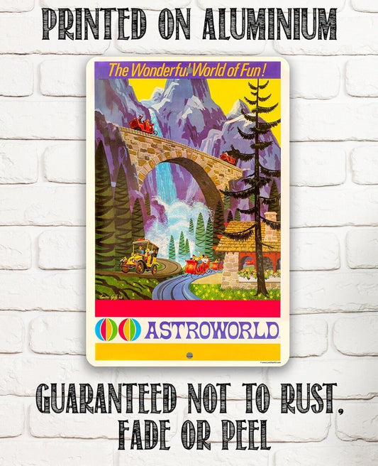 Tin - Metal Sign - AstroWorld Alpine Sleigh Ride - 8"x12" or 12"x 18" Use Indoor/Outdoor - Gift for Amusement Park Enthusiasts Lone Star Art