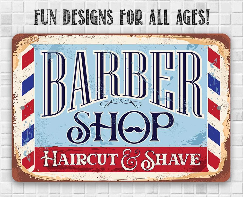 Barbershop Haircut and Shave - Metal Sign | Lone Star Art.