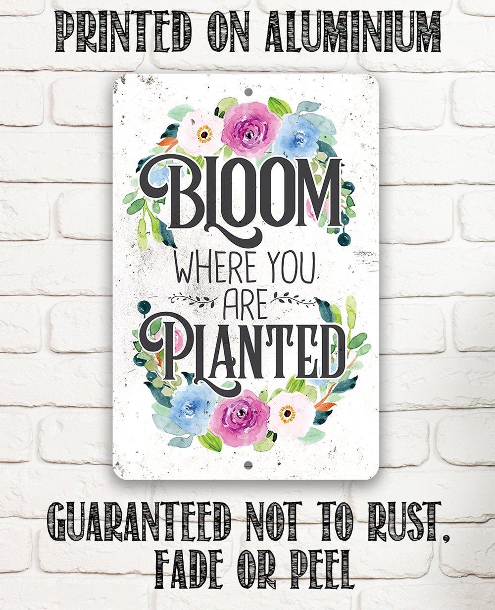 Bloomingville Floral 'Bloom Where You Are Planted' Metal Wall Sign