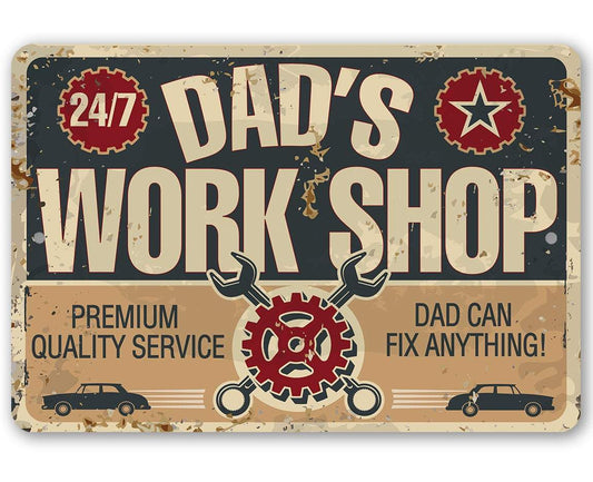 Dad's Work Shop - Metal Sign | Lone Star Art.