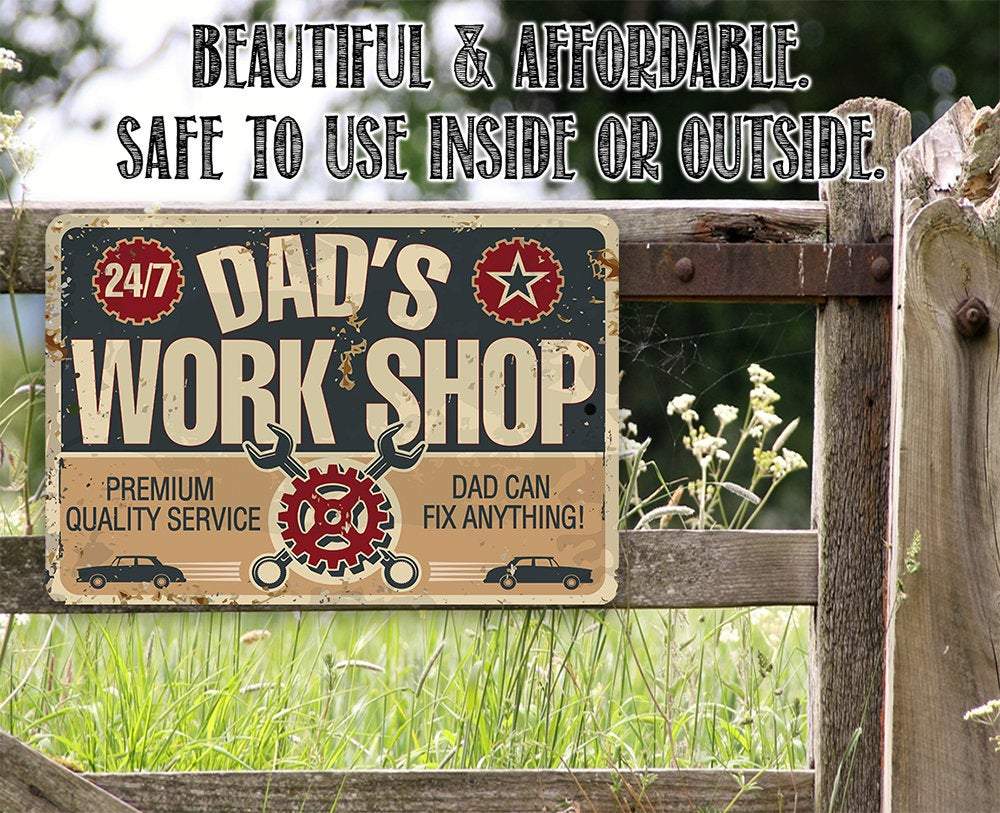 Dad's Work Shop - Metal Sign | Lone Star Art.