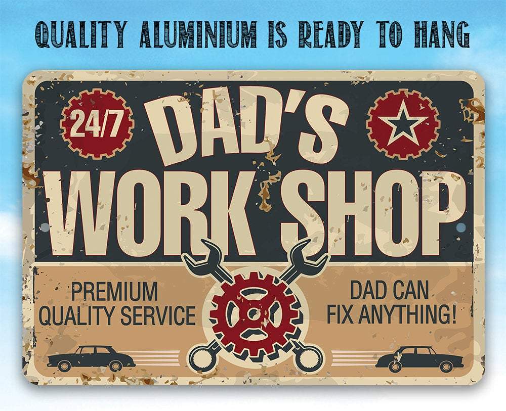 Dad's Work Shop - Metal Sign | Lone Star Art.
