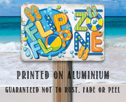 Flip Flop Zone - Metal Sign | Lone Star Art.