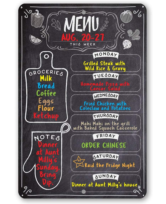 Kitchen Menu Chalkboard - Write On Surface - Metal Sign | Lone Star Art.
