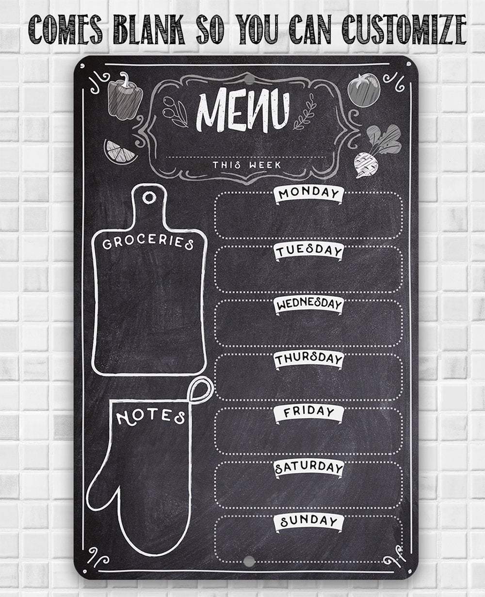 Weekly Menu Chalkboard