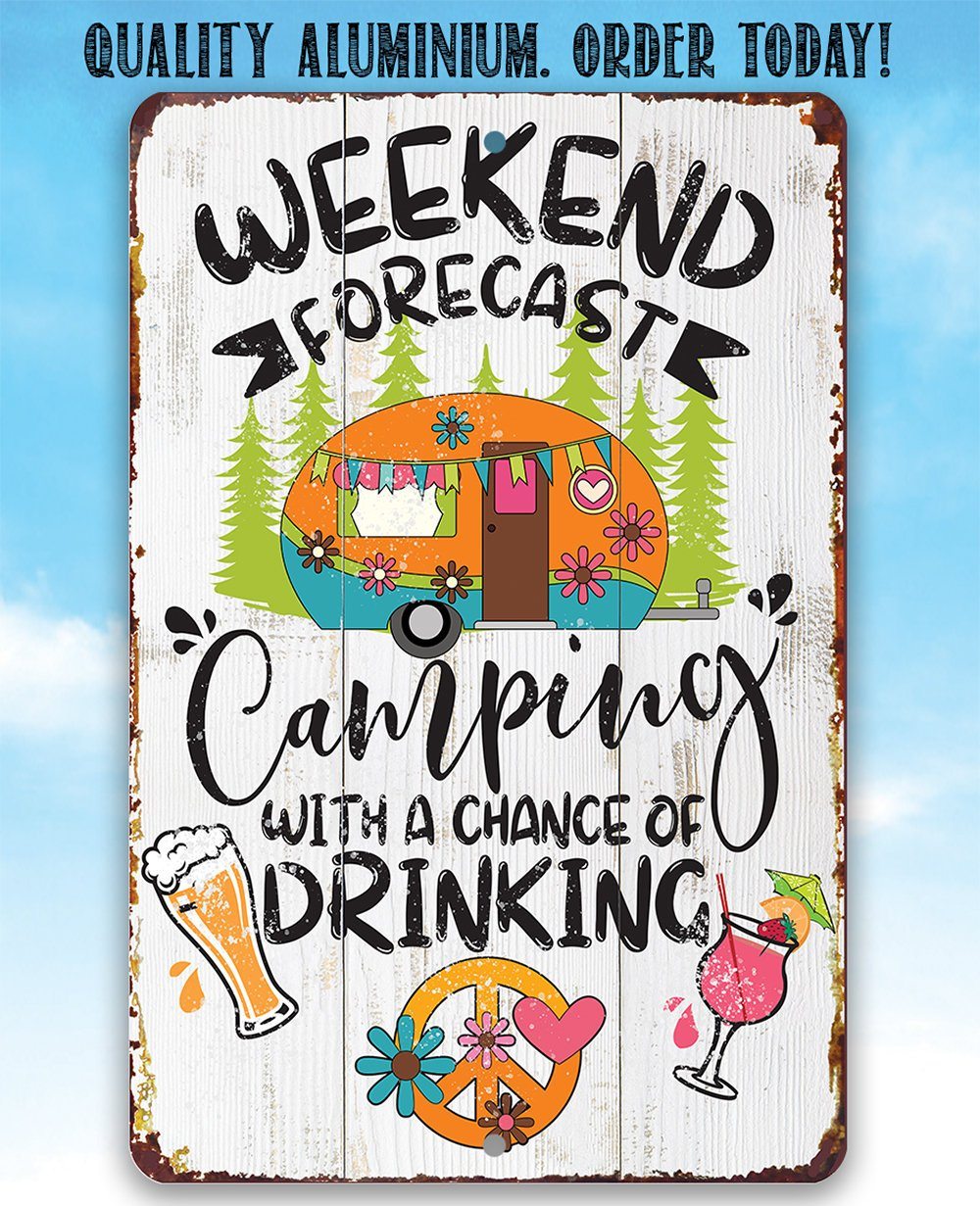 Weekend Forecast Camping - Metal Sign | Lone Star Art.