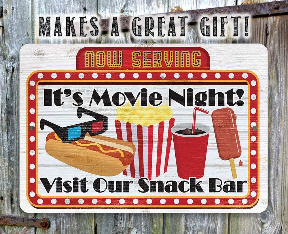 Now Serving Movie Night - Metal Sign | Lone Star Art.