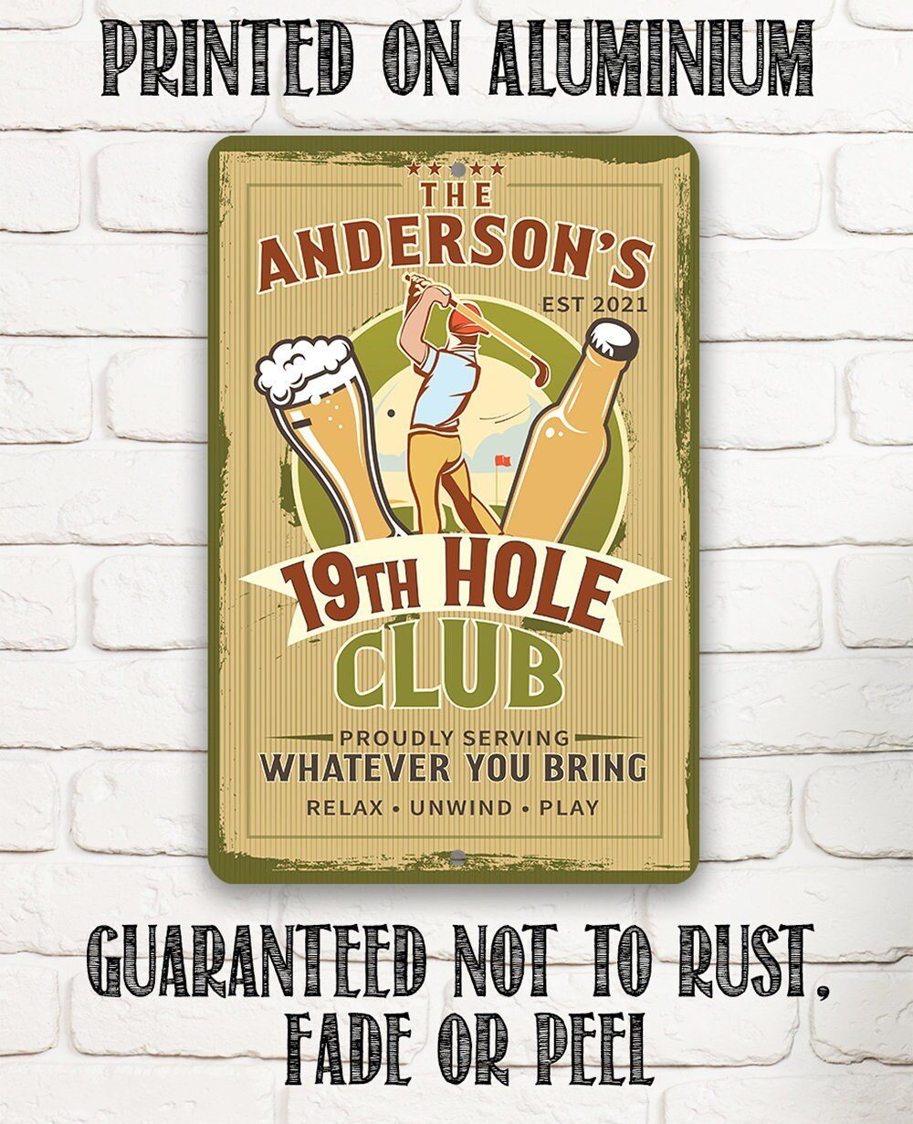 Personalized - 19th Hole Club Golf - Metal Sign | Lone Star Art.