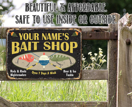 Personalized - Bait Shop - Metal Sign | Lone Star Art.