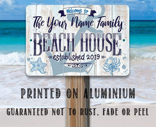Personalized - Beach House - Metal Sign | Lone Star Art.