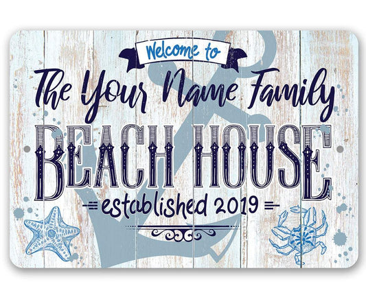 Personalized - Beach House - Metal Sign | Lone Star Art.