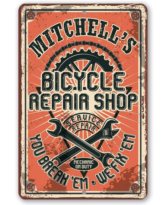Personalized - Bicycle Repair Shop - Metal Sign | Lone Star Art.