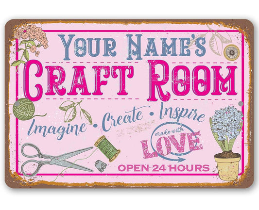 Personalized - Craft Room Imagine Create Inspire - Metal Sign | Lone Star Art.