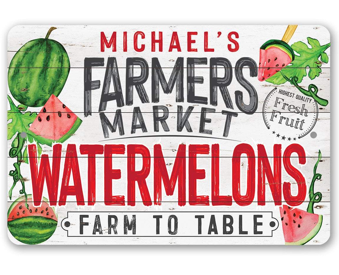 Personalized - Farmers Market Watermelons - Metal Sign | Lone Star Art.