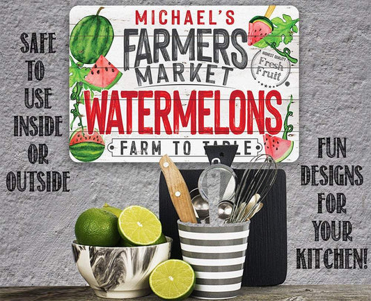Personalized - Farmers Market Watermelons - Metal Sign | Lone Star Art.
