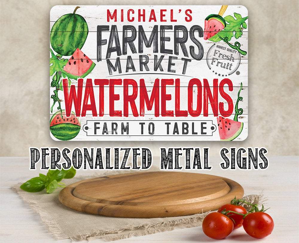 Personalized - Farmers Market Watermelons - Metal Sign | Lone Star Art.