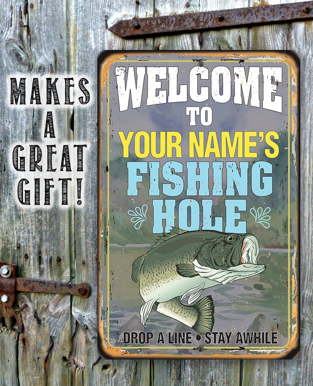Personalized - Fishing Hole - Metal Sign | Lone Star Art.