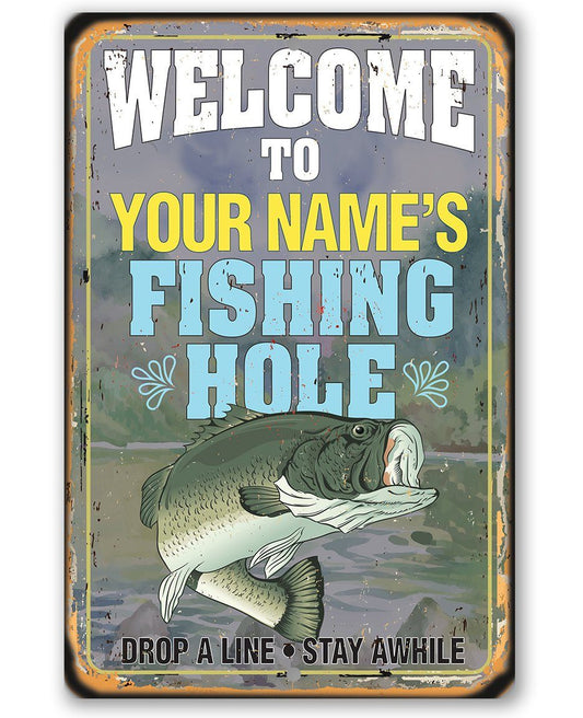 Personalized - Fishing Hole - Metal Sign | Lone Star Art.