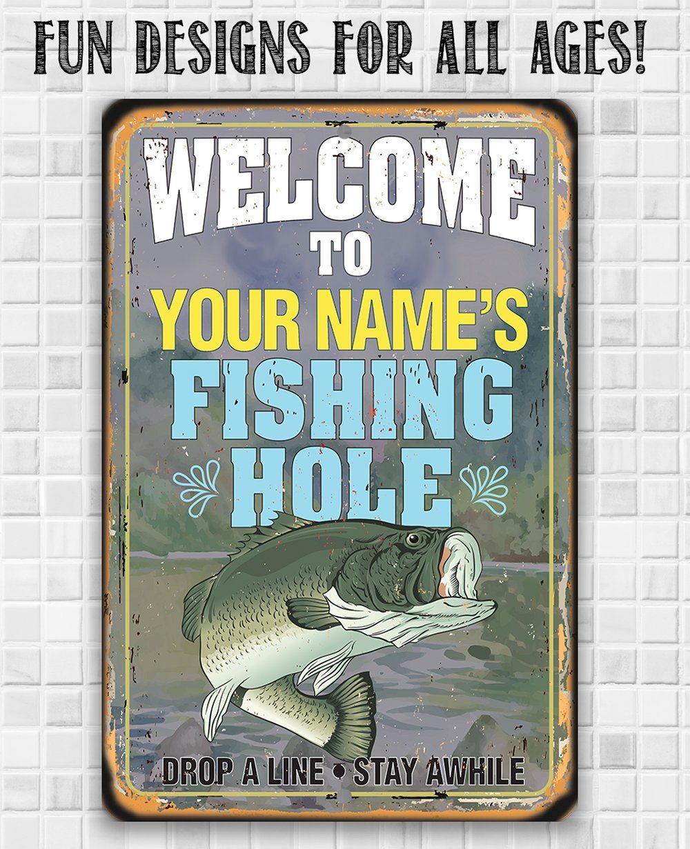 Personalized - Fishing Hole - Metal Sign | Lone Star Art.