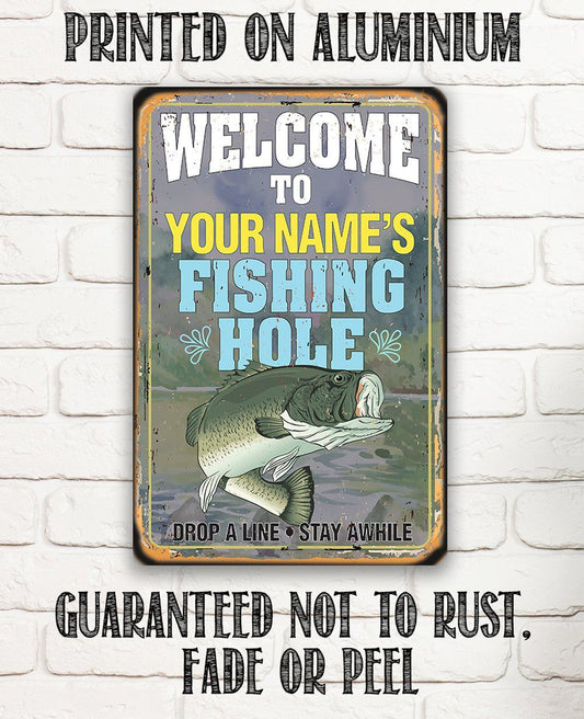 Personalized - Fishing Hole - Metal Sign | Lone Star Art.