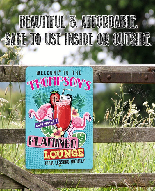 Personalized - Flamingo Lounge - Metal Sign | Lone Star Art.