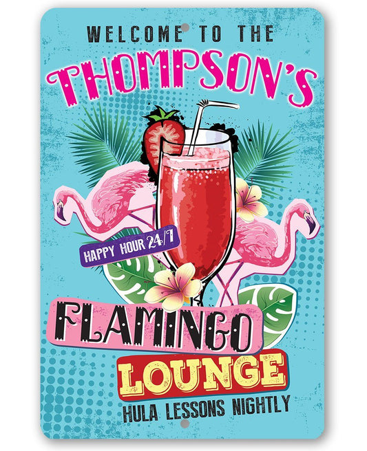 Personalized - Flamingo Lounge - Metal Sign | Lone Star Art.
