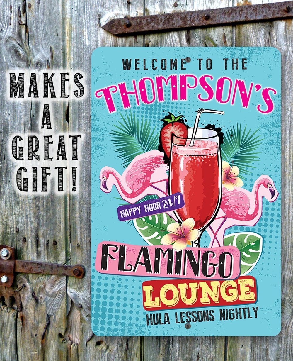 Personalized - Flamingo Lounge - Metal Sign | Lone Star Art.