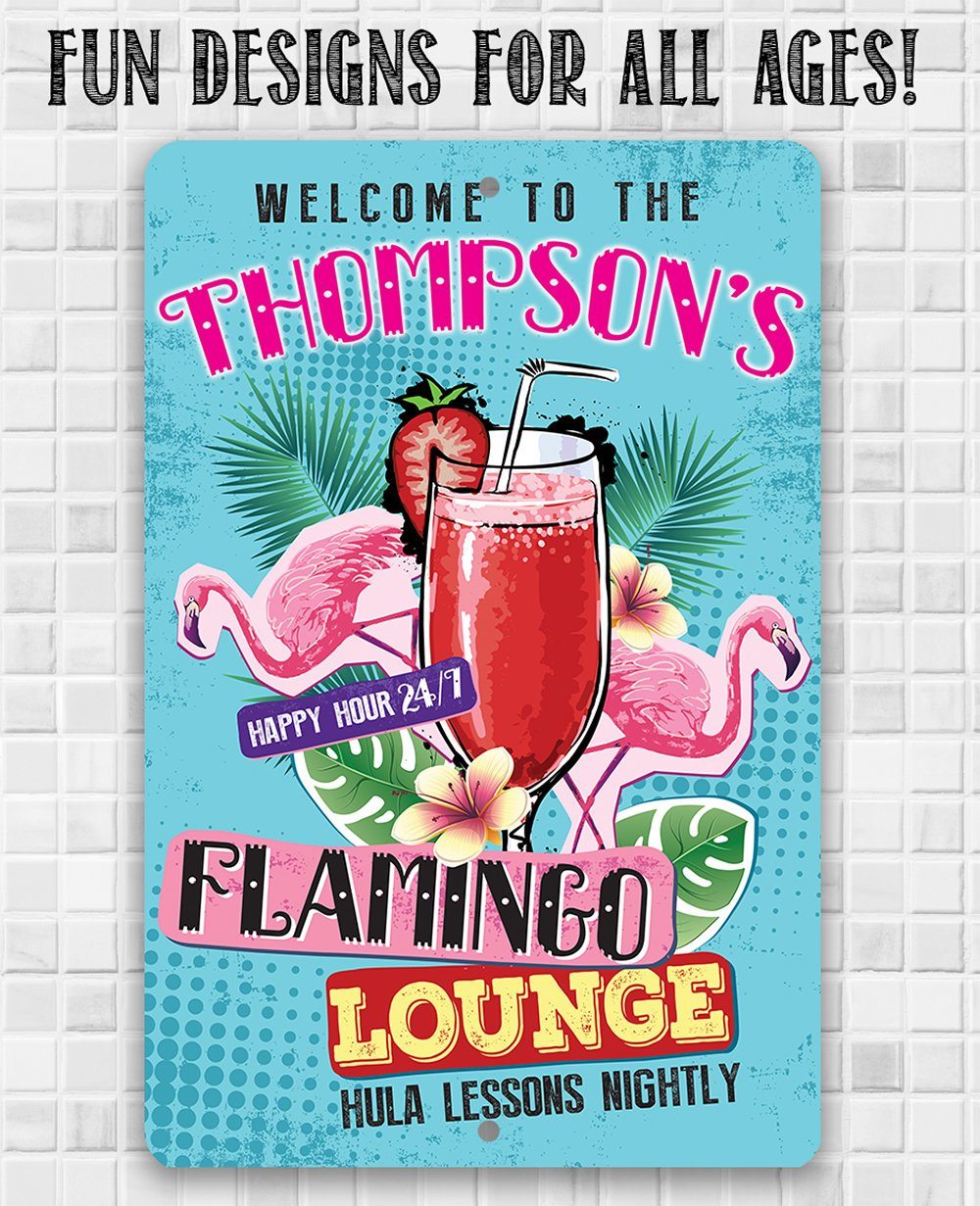 Personalized - Flamingo Lounge - Metal Sign | Lone Star Art.