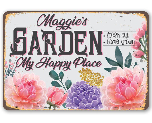 Personalized - Garden, My Happy Place - Metal Sign | Lone Star Art.