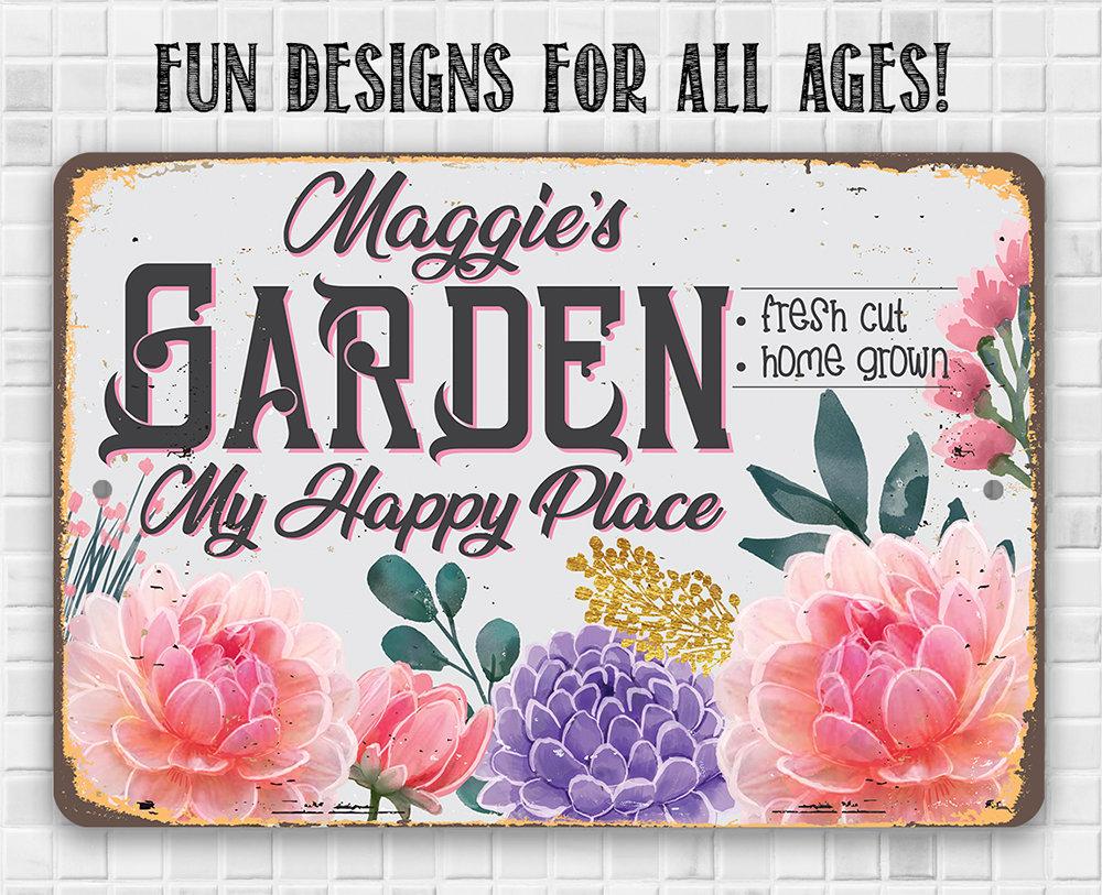 Personalized - Garden, My Happy Place - Metal Sign | Lone Star Art.
